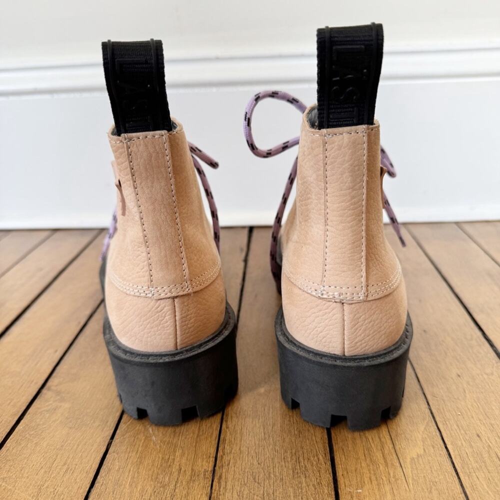 Last Rock Nubuck Leather Chunky Platform Sole Lace Up Boot 36 / 6 -7 Blush Pink - Picture 8 of 12